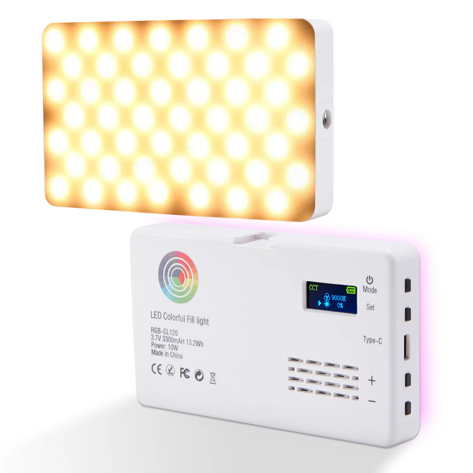 RGB LED Video Light Camera Light Full Color Rechargeable 3300mAh Dimmable 2500-9000K Panel Light Photo Studio Lamp