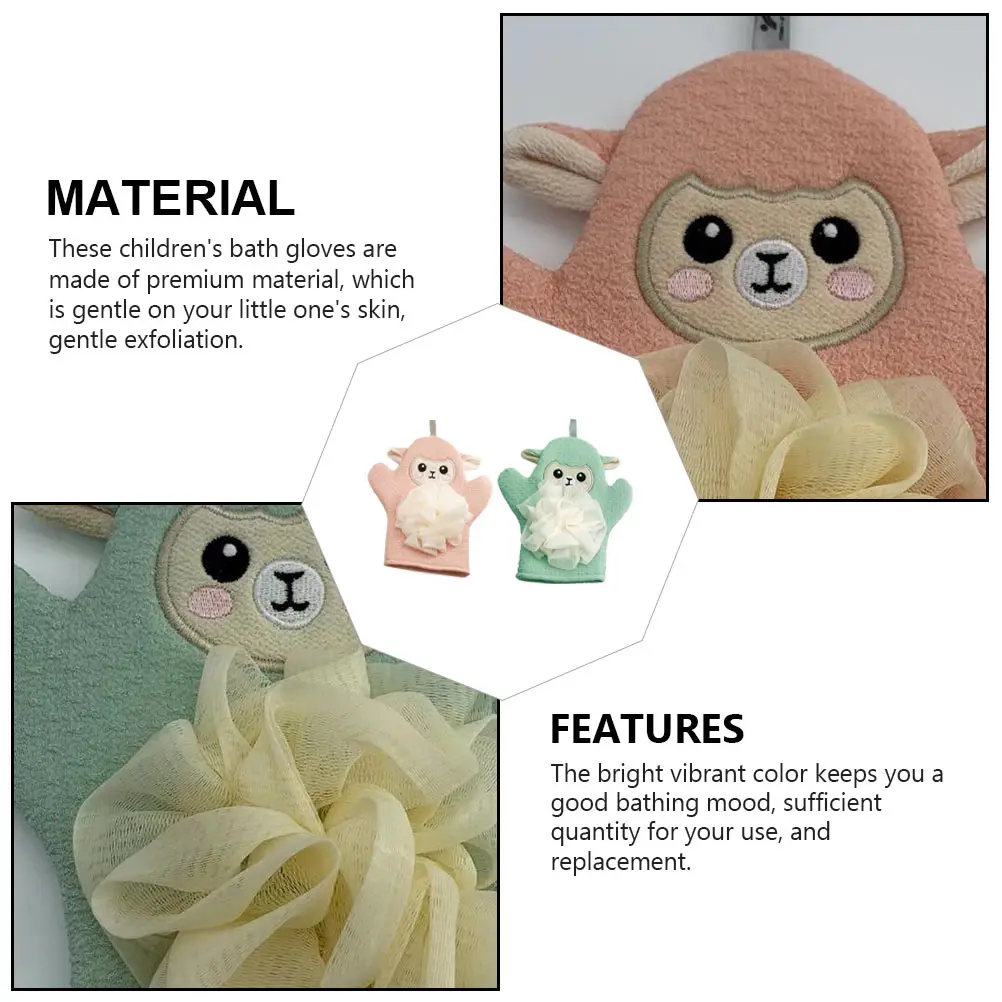 2 قطعة قفازات الدش الكرتون قفازات استحمام الطفل ثنائي الغرض فوط استحمام الأطفال التقشير لوازم الحمام للاستحمام للأطفال #4