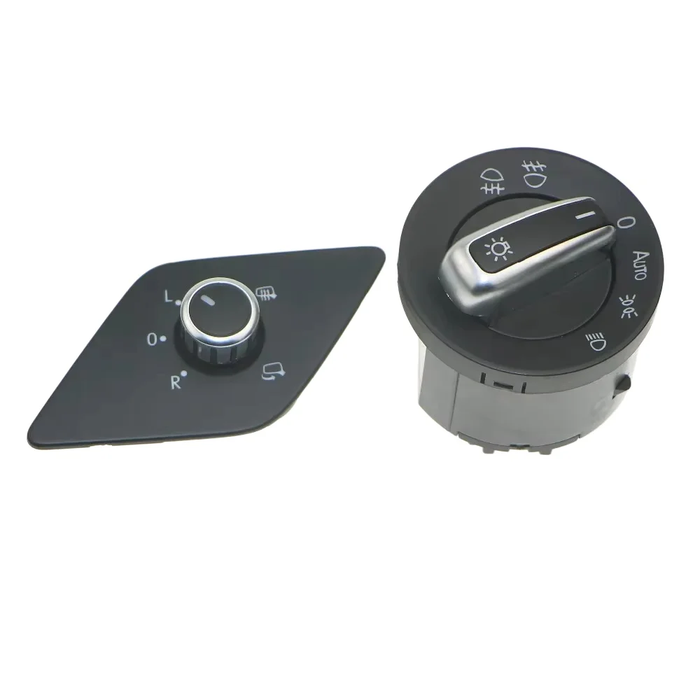 2Pcs Chrome Car Headlight Adjust Switch Button + Side Mirror Control Knob For VW Jetta MK6 5ND 959 431 B 16D 959 565 A