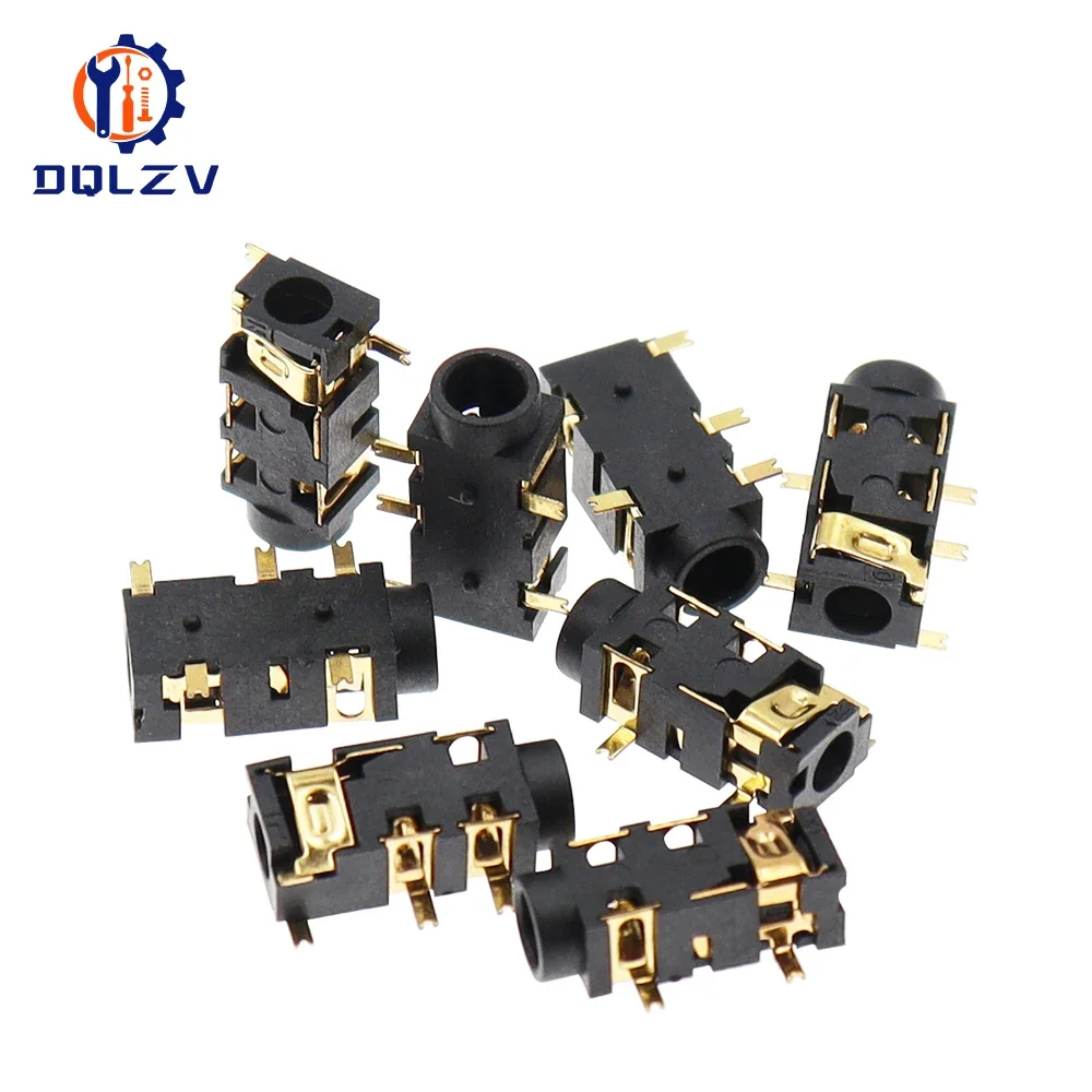 Female Audio Connector 5 Pin SMT SMD Headphone Jack Socket PJ-327A Gold-Plated Patch SMD Audio Earphones Socket 3.5mm