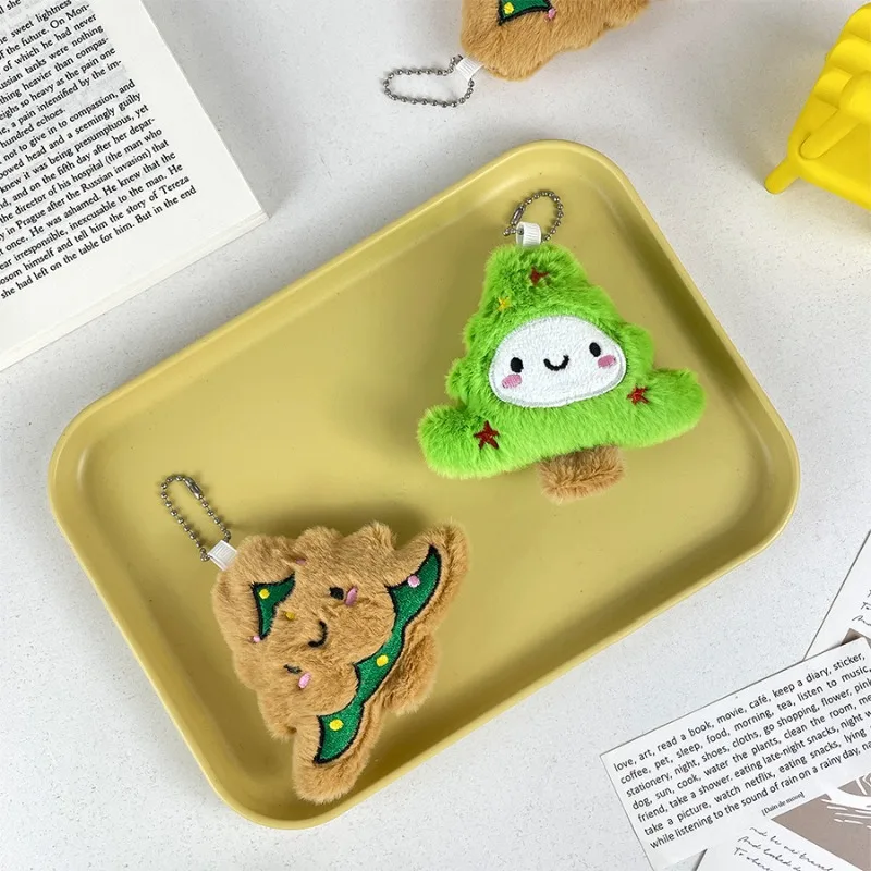 Criativo dos desenhos animados árvore de natal pingente de pelúcia decoração de natal bonito chaveiro boneca presente do feriado llaveros para mujer lujo