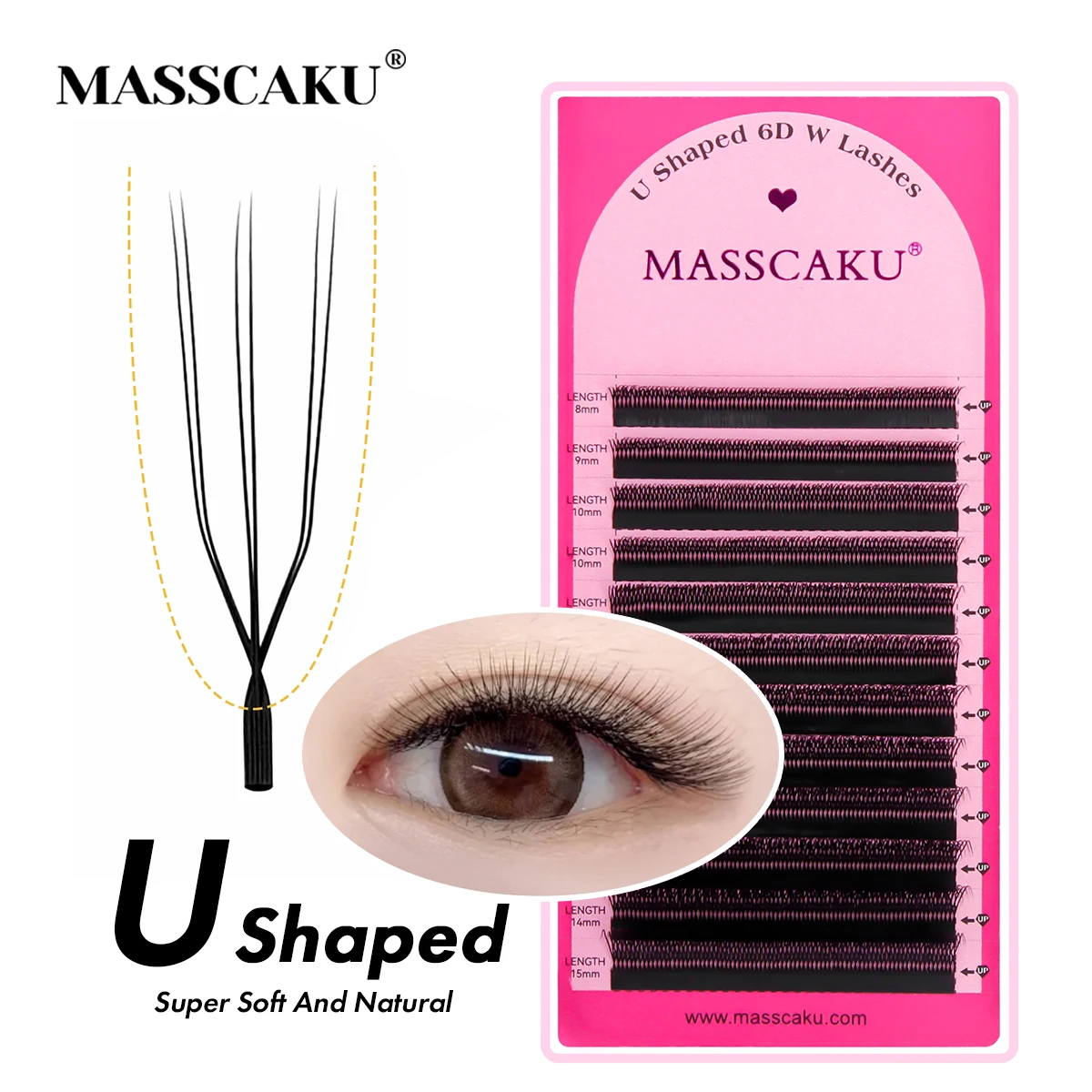 

MASSCAKU U Shaped 4D 5D Eyelash Extension C D Curl High Quality Korea PBT Fiber Materials Eyelashes Perfect for Maquillaje Mujer