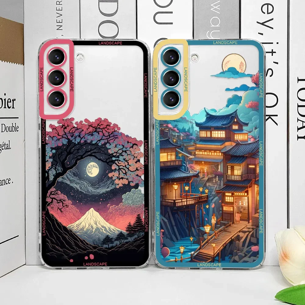 طباعة جراب هاتف شفاف للمناظر الطبيعية اليابانية ، أغطية لينة ، مشهد إبداعي ، sung A55 ، A54 ، A53 ، A51 ، A70 ، A32 ، A 31 ، A13 ، 5G