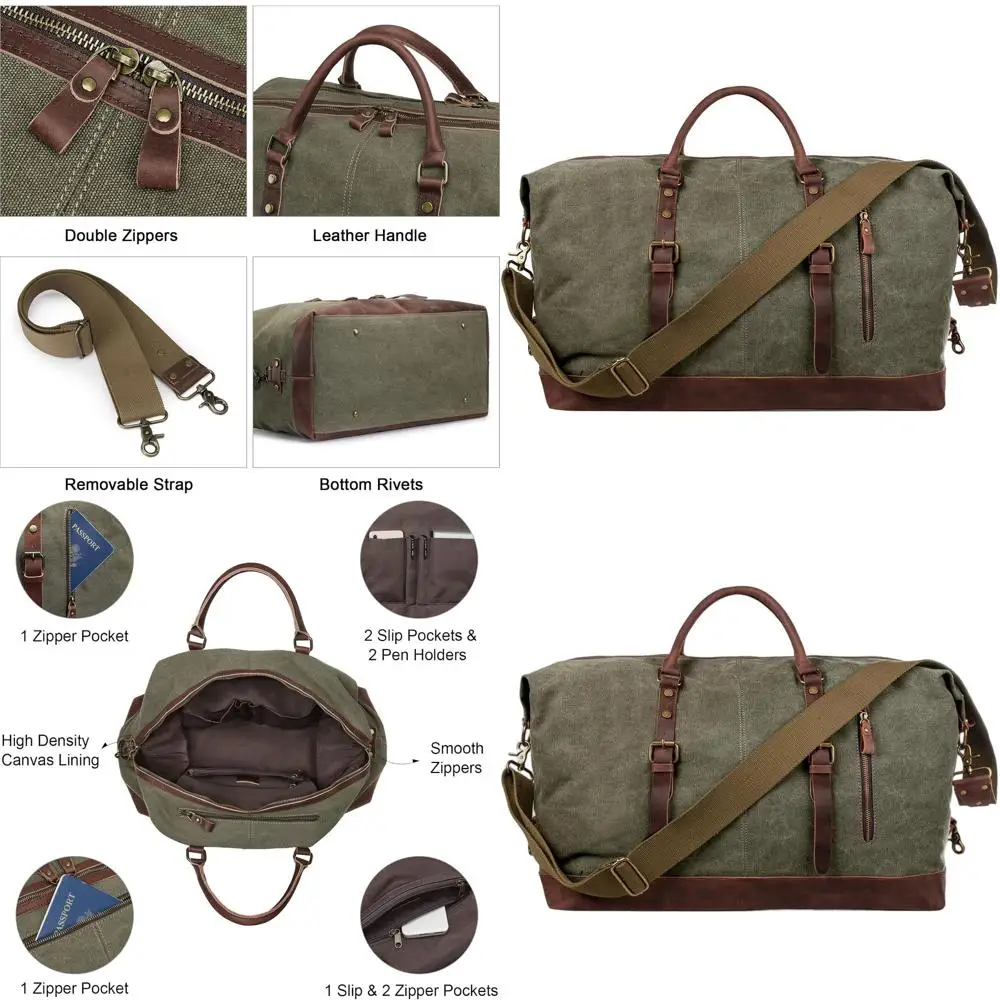 

Мужская дорожная сумка-тоут из канваса с двумя отделениями - дорожная сумка для ручной клади