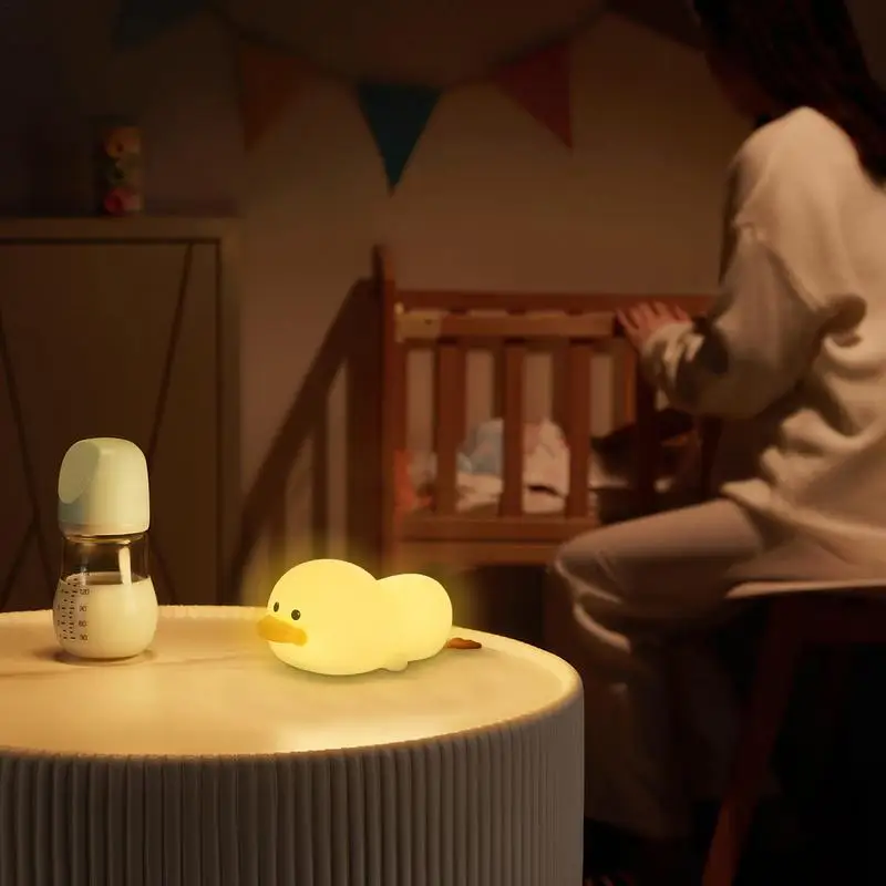 

Silicone Duck Night Light Cute Light Up Duck Silicone Dimmable LED Lamp Kids Bedroom Decor With Tap Control With Timer For