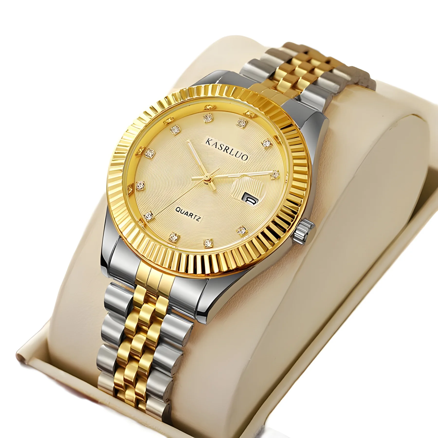 

Мужские часы Водонепроницаемые часы со стальным ремнем и календарем Кварцевые часы