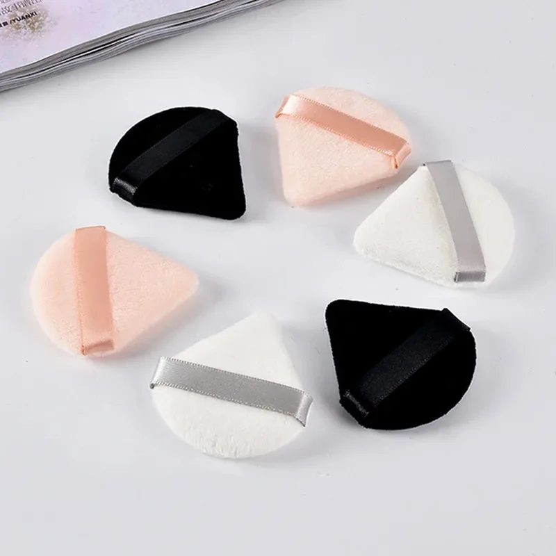 1/2/10/20 pçs triângulo veludo pó puff pizza farinha mini rosto maquiagem esponja cosméticos lavável leve ferramenta de maquiagem