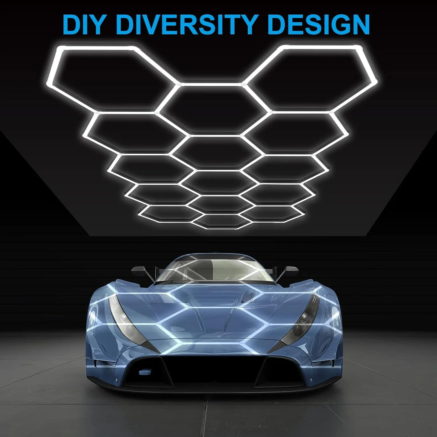 6500K White Light Honeycomb Hexagon 110V-240V Led Ceiling Light Barbershop Gym Hair Salon Garage Lights for Car Wash Decoration