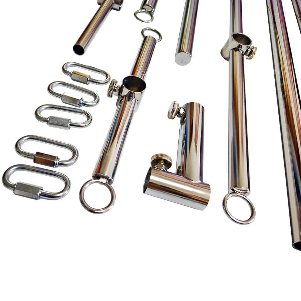 Set de Bondage BDSM de Acero Inoxidable - Consolador de Silicona, Esposas, Grilletes para Muñecas, Collar para el Cuello, Soporte de Bondage, Dispositivos para Esclavos, para Parejas