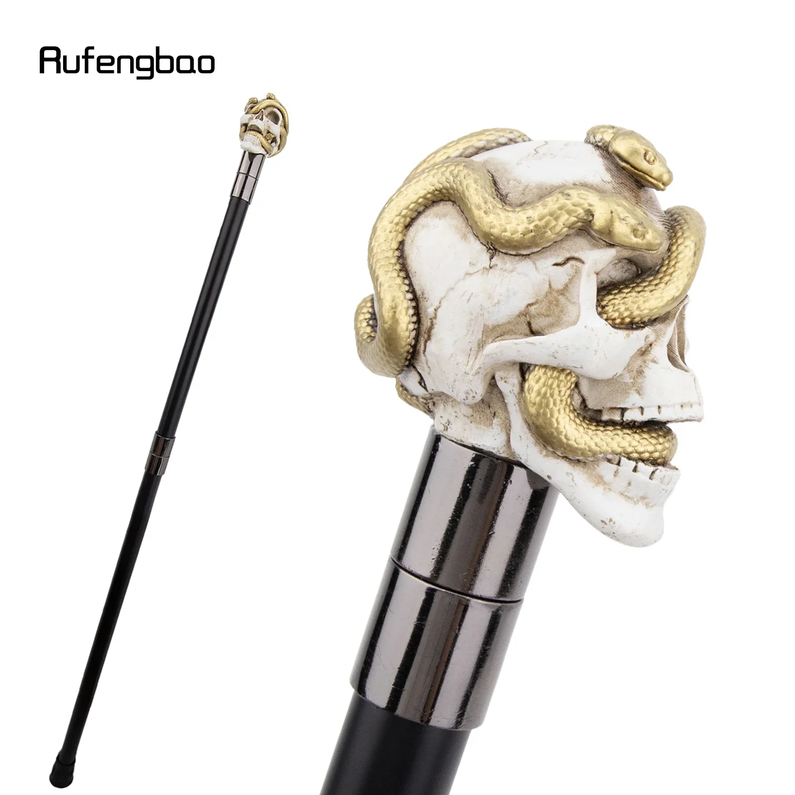 Witte Hars Schedel Gouden Slang Cobra Riet Mode Stalen Stok Gentleman Cosplay Riet Crosier 92cm Prestaties Podium Riet