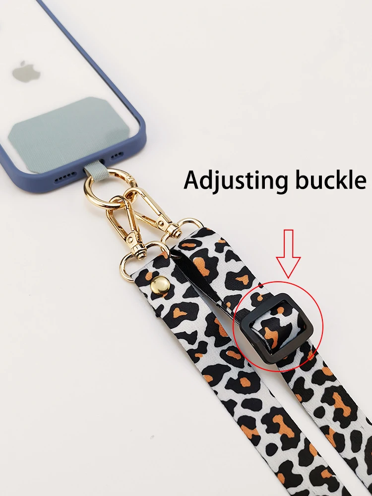 Crossbody Cell Phone Lanyard Strap Neck Cord Leopard Print Mobile Phone Lanyards Chain With Universal Gasket For All Phone Case