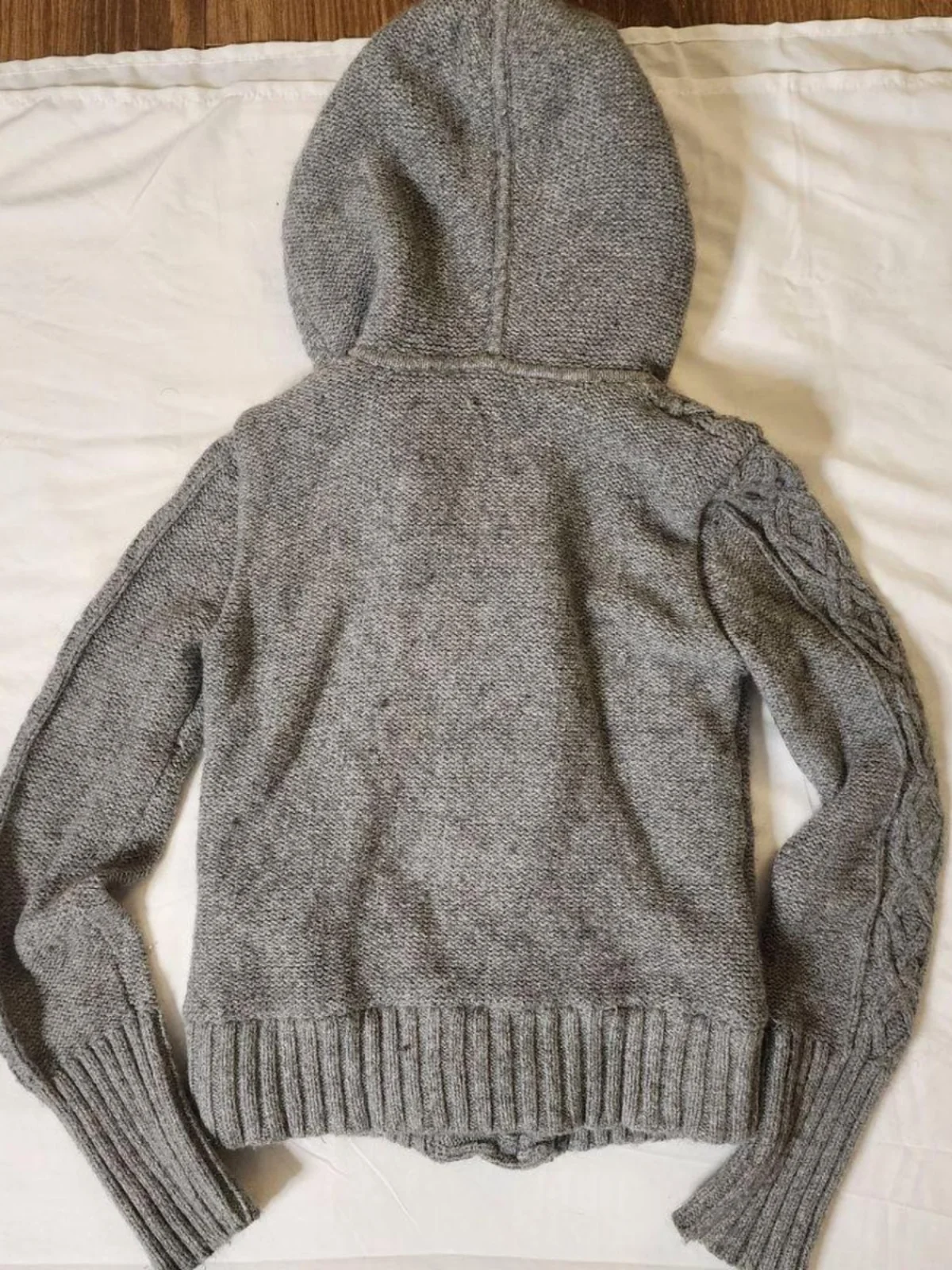 BaoYao Girl الأصلي ey لامب الفراء مقنعين محبوك سترة مفتوحة معطف المرأة الخريف الشتاء سترة جديدة مستقيم أنبوب القطن B... #3