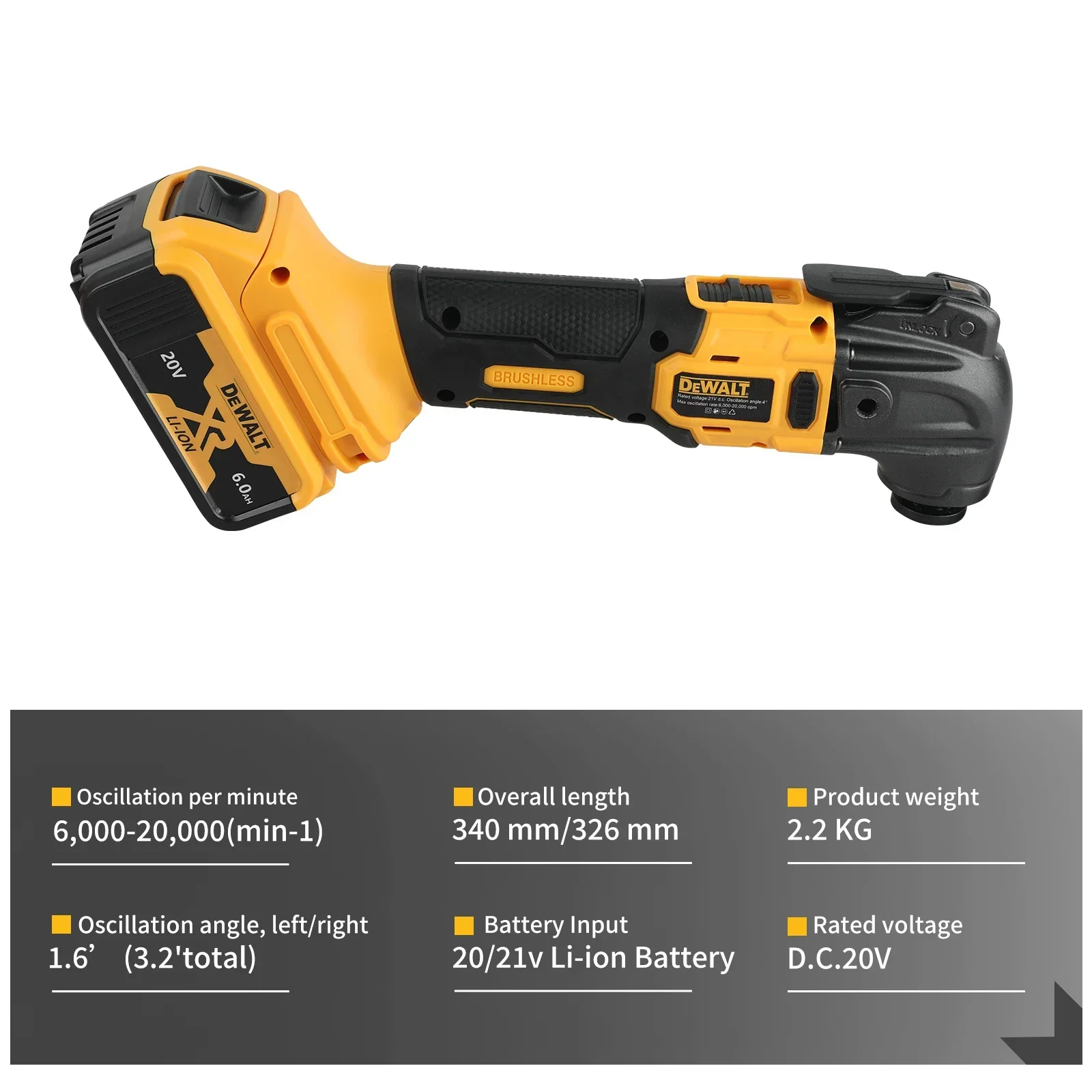 DEWALT dcs357 20V Cordless Oscillating Multi Tool 5 Accessories Tool-Free Quick Change for Cutting Sanding Grout Removal