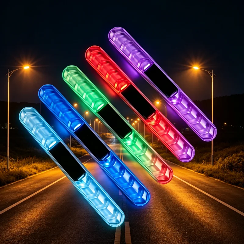 Solar LED Strobe Flash Light Car Anti-collision Warning Light Motorcycle Decorative Lamp Door Handle Anti-scratch Protector
