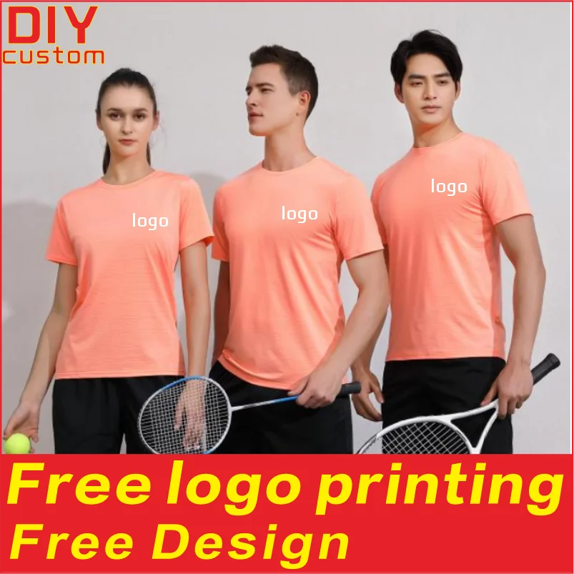 

Quick drying sports men's and women's round neck T-shirt shirt breathable summer short sleeved shirt printed logo embroidery