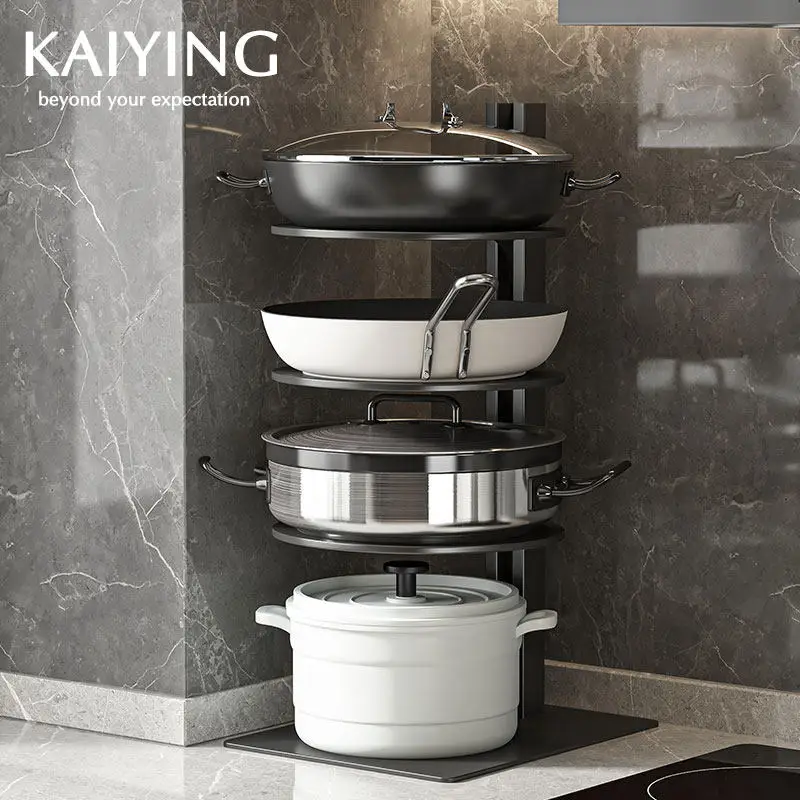 Rustproof Kitchen Pot Rack, Multi-Layer Countertop Cookware Stand, Under Sink Organizer, Space-Saving Storage Shelf