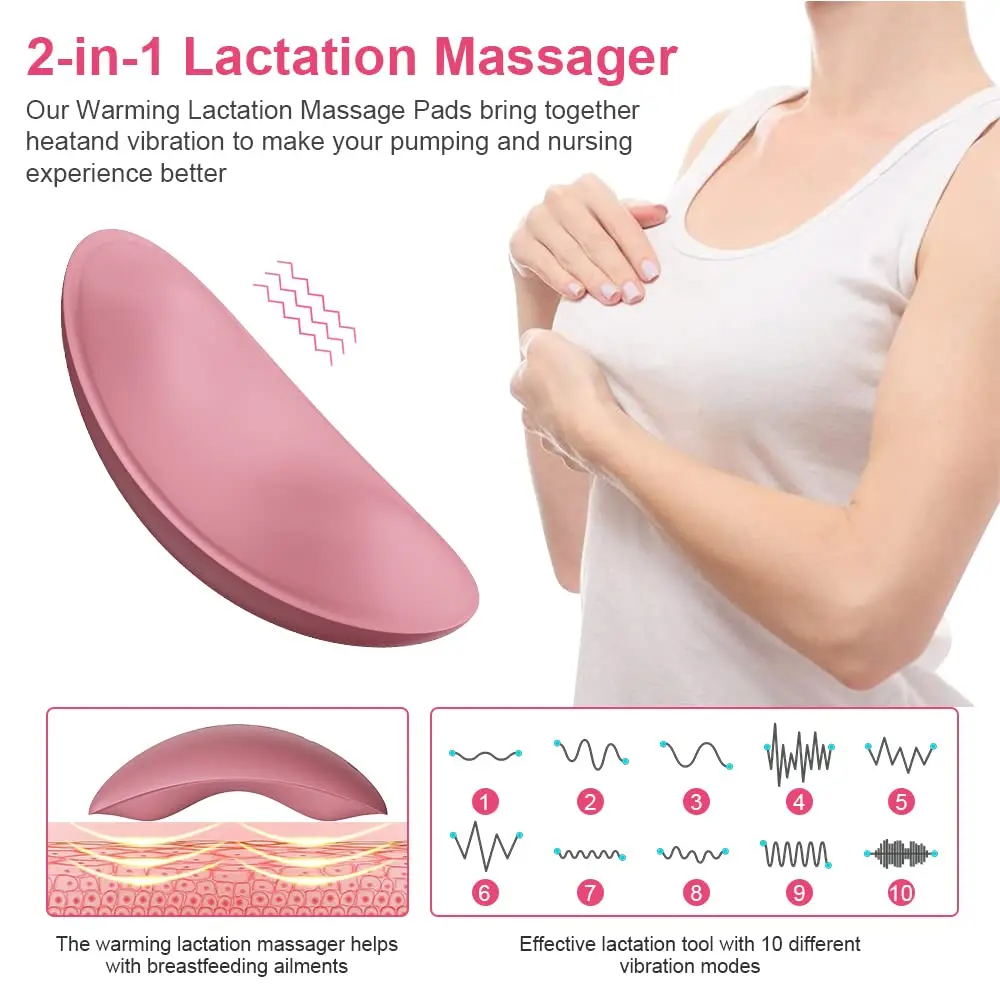 

Heating Lactation Mssager 2 in1 Vibrating Breast Massager for Clogged Ducts,Breastfeeding Massager Improve Milk Flow&Congestion