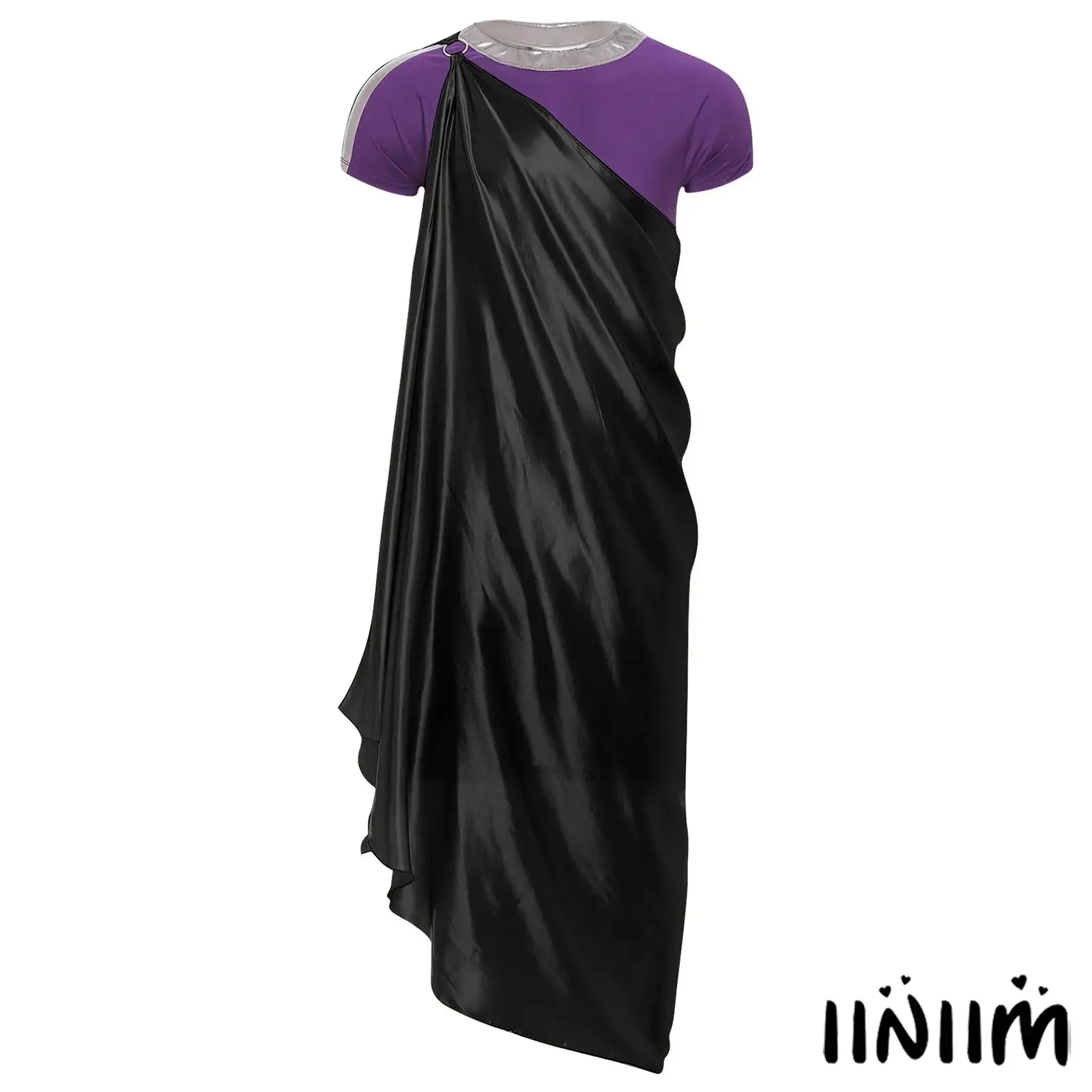 

Men's Greek Cosplay Halloween Outfit Round Neck Short Sleeve T-shirt Robe with R Satin Cape for Theme Party Fancy Dress Ball