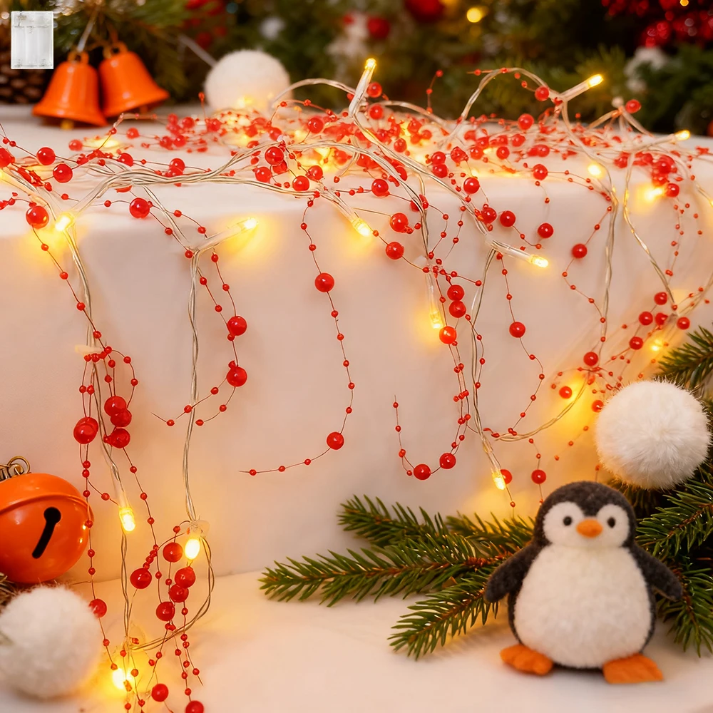 Pearl Beads String Lights, 30/50 LED Pearl Garland Lights Handmade Weave Fairy String Lights Battery Operated String Light