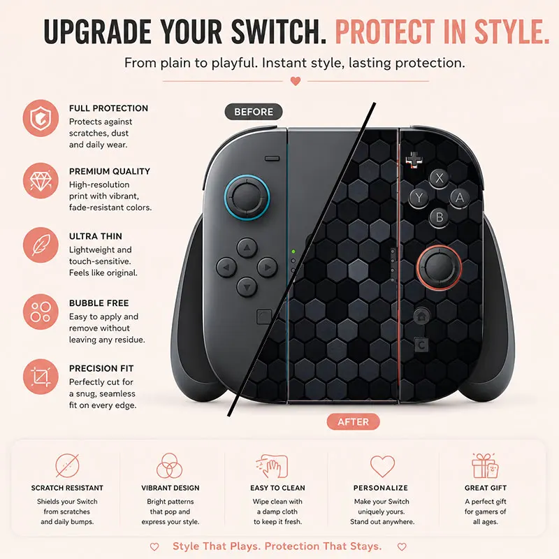 Creative pattern SWITCH game console protective film, with natural touch and comfortable feel, featuring personalized designs