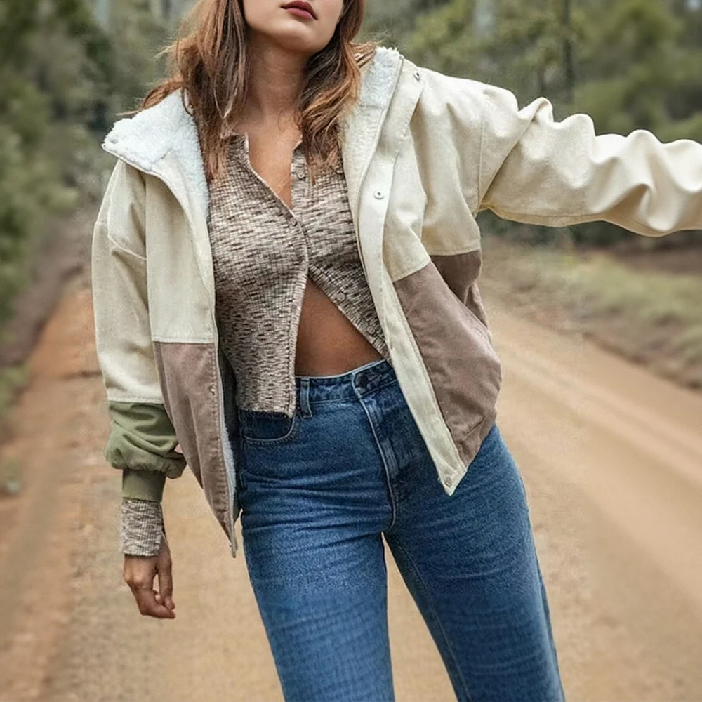 

Women's Casual round Neck Solid Color Jacket Fashionable Autumn Winter Top Wear No Decoration