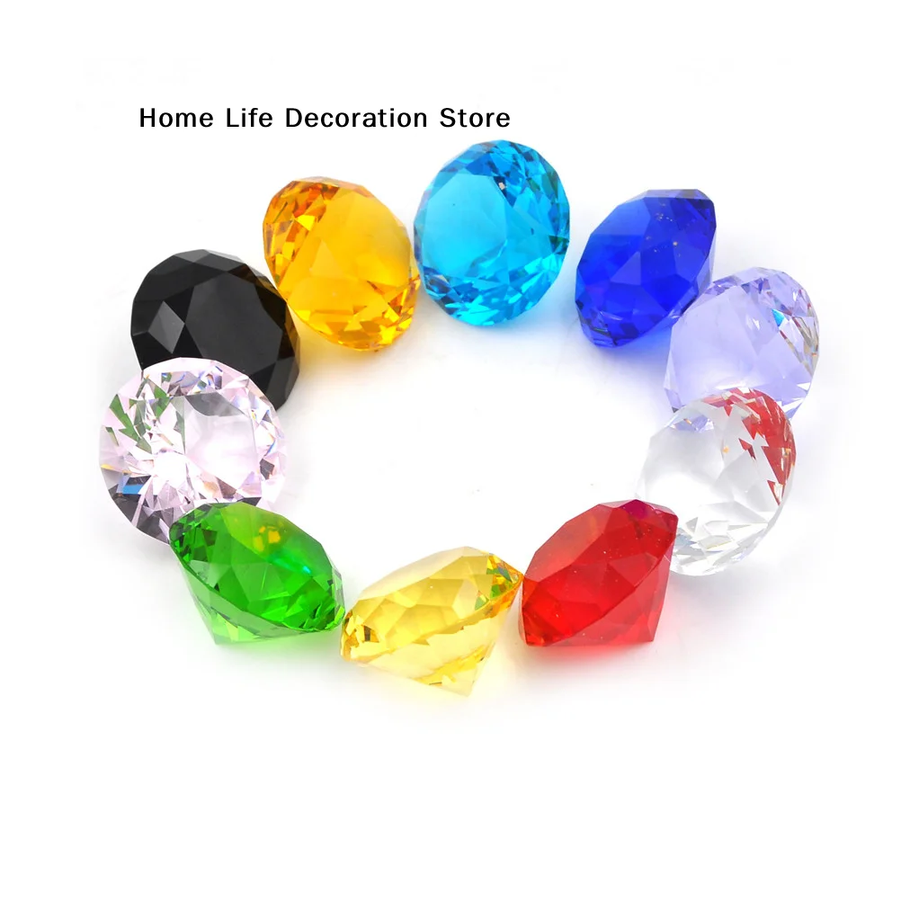【TG】Glass Crystal Shape Paperweights Facet Jewel Wedding Decor Gift 30mm
