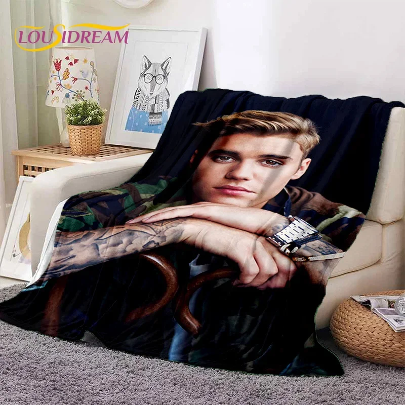 

3D Justin Bieber Idol Singer Soft Flannel Blanket for Beds Bedroom Sofa Picnic,Throw Blanket for Cover Outdoors Leisure Nap Gift