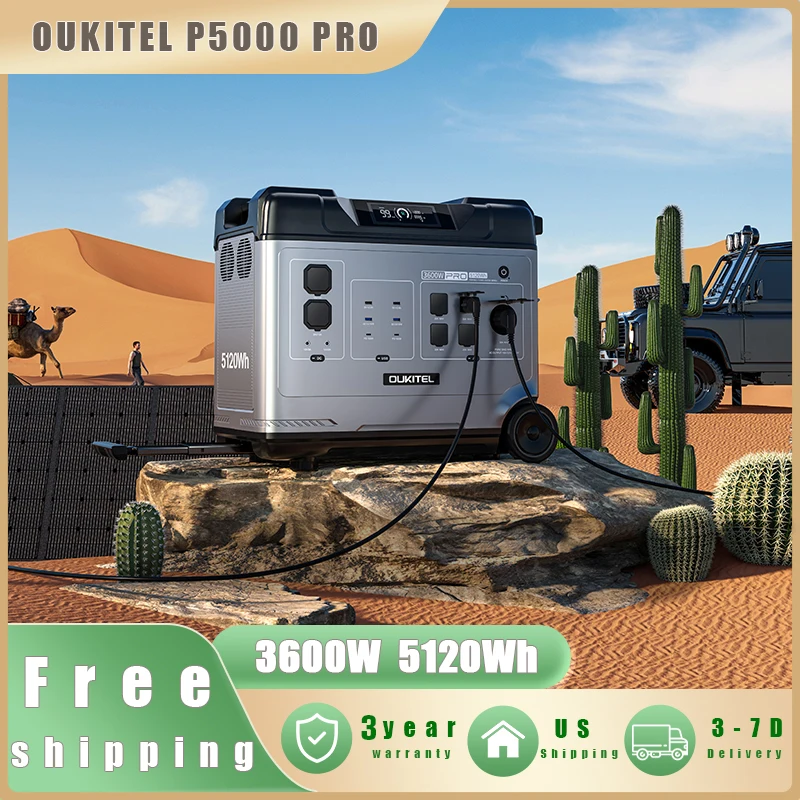 

OUKITEL P5000 Pro Portable Power Station 3600W Solar Generator 5120Wh Lifepo4 Battery Home Backup Outdoor Camping Mobile power
