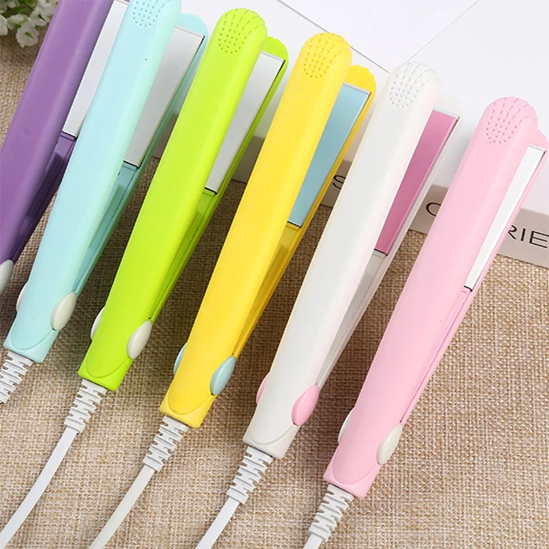 Candy Color Mini Portable Hair Flat Iron Cute Travel PTC Fast Heating Hair Care Clip Kit Small Pocket Hair Curler Straightener - Image 2