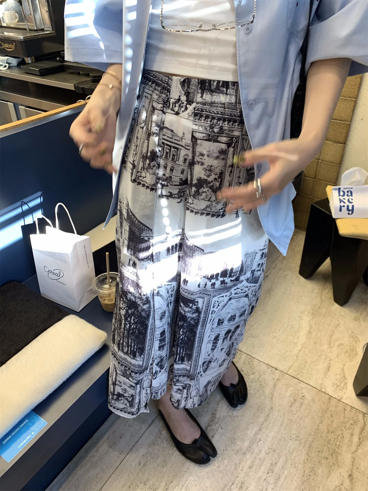 

Elastic Waist Asymmetrical Split Sketchy Sle High Waist A-Line Midi Skirt Pure Color Commute Pattern Cotton f Body Skirt