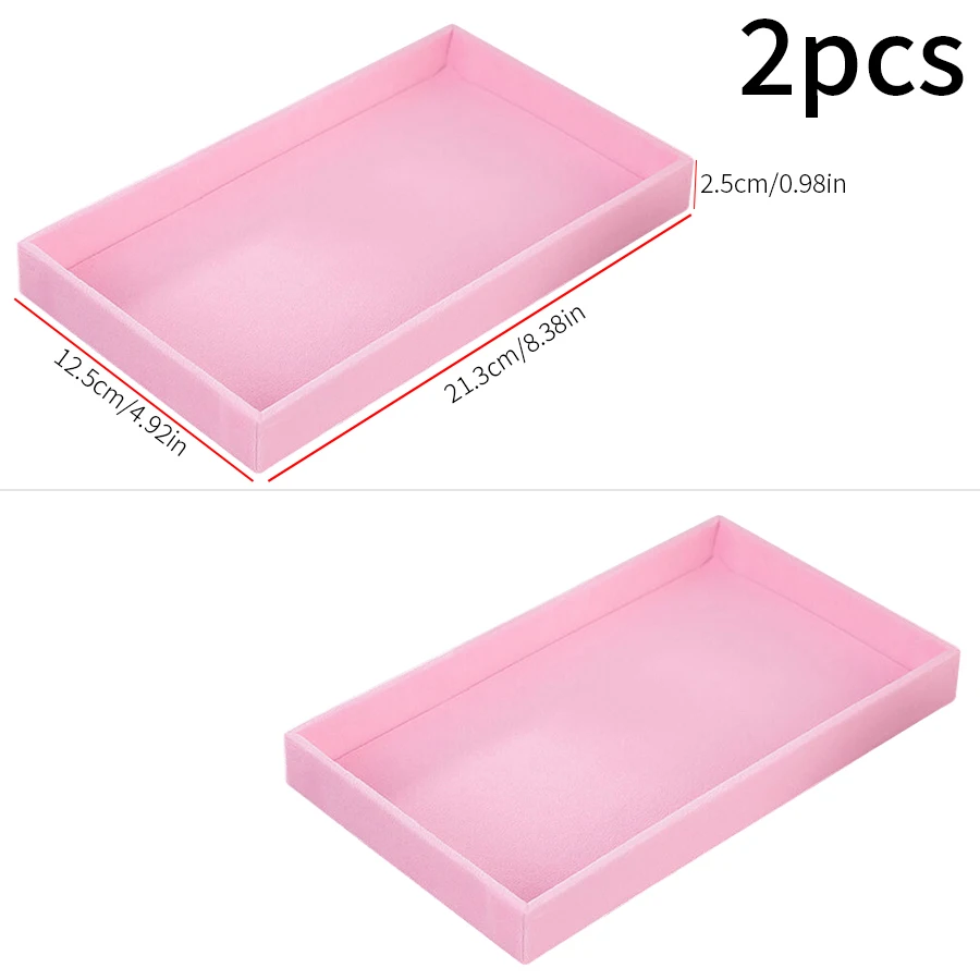 2Pcs Velvet Jewelry Display Tray, Exquisite Storage Box
