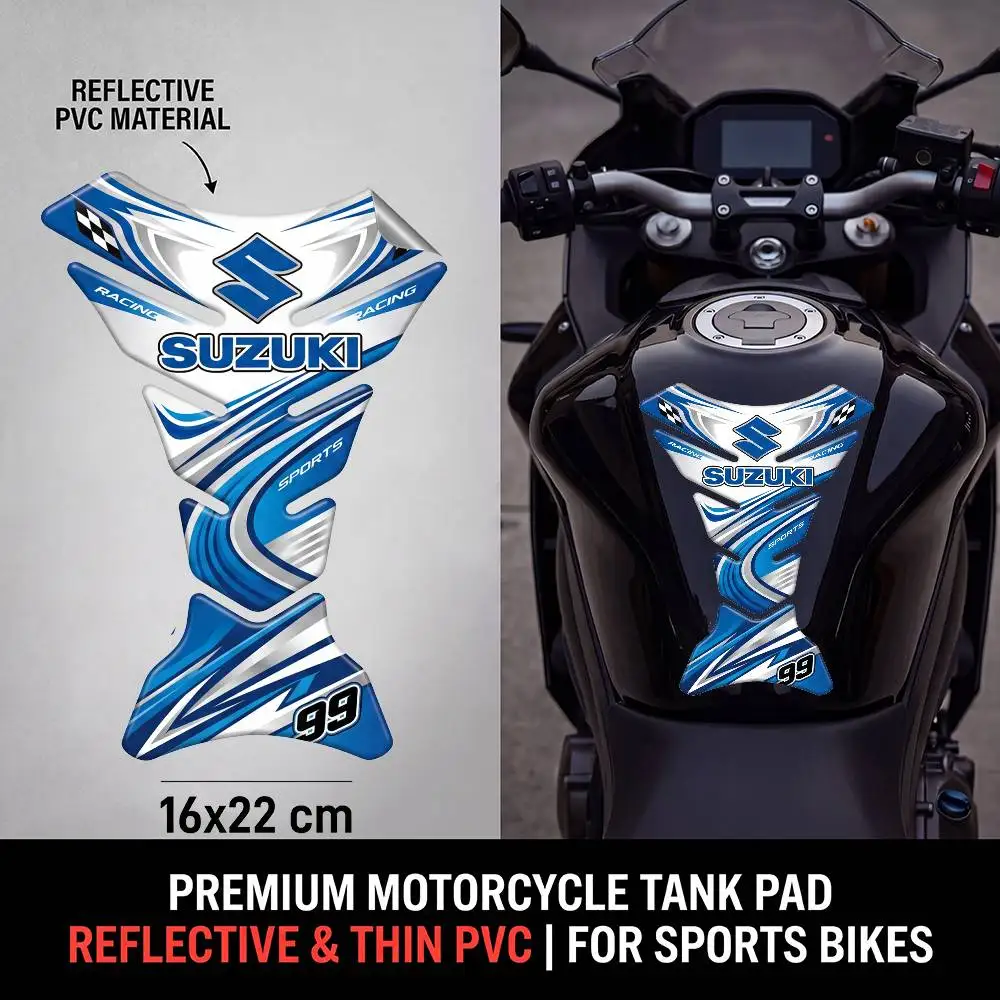 

FOR SUZUKI Motorcycle PVC Tank Pad Tank Cap Protector Racing Sticker Universal