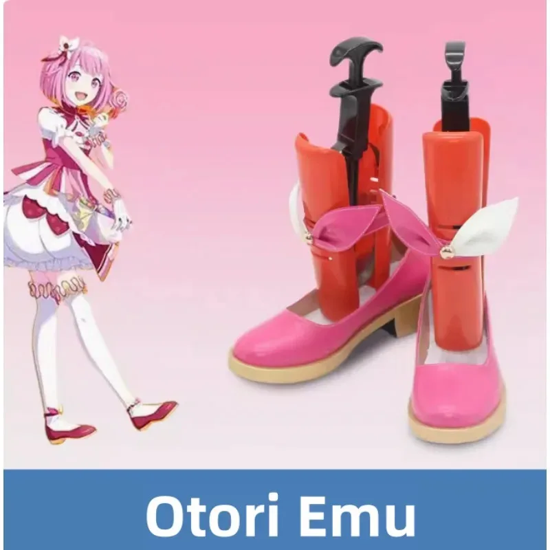 QQ28LQProject Sekai สีสันเวทีโอโทริ เอ็มูคอสเพลย์ฮาโลวีนบทบาทสมมติสีชมพูรองเท้าน่ารักผู้หญิงอะนิเมะการ์ตูนนิทรรศการวันครบรอบ