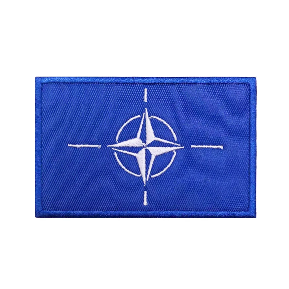 1PC NATO Flag Embroidery Hook and Loop Patches Clothes Badge Armband Backpack Sticker Army Fan Tactical Military Bag