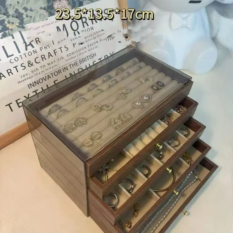 Large Capacity 5 Tier Cosmetic Jewelry Storage Box, Multi-compartment Desktop Organizer for Earrings, Rings, Necklaces and Small