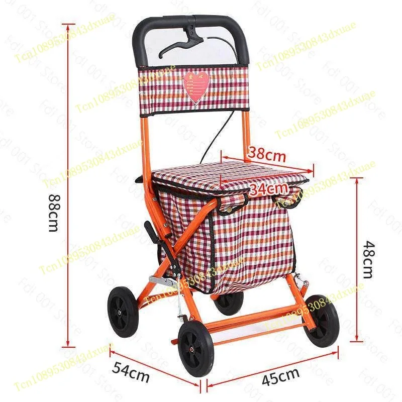 4 Wheel Foldable Elderly Rollator Walker with Seat Shopping Cart for Seniors Portable Grocery Trolley Mobility Aid