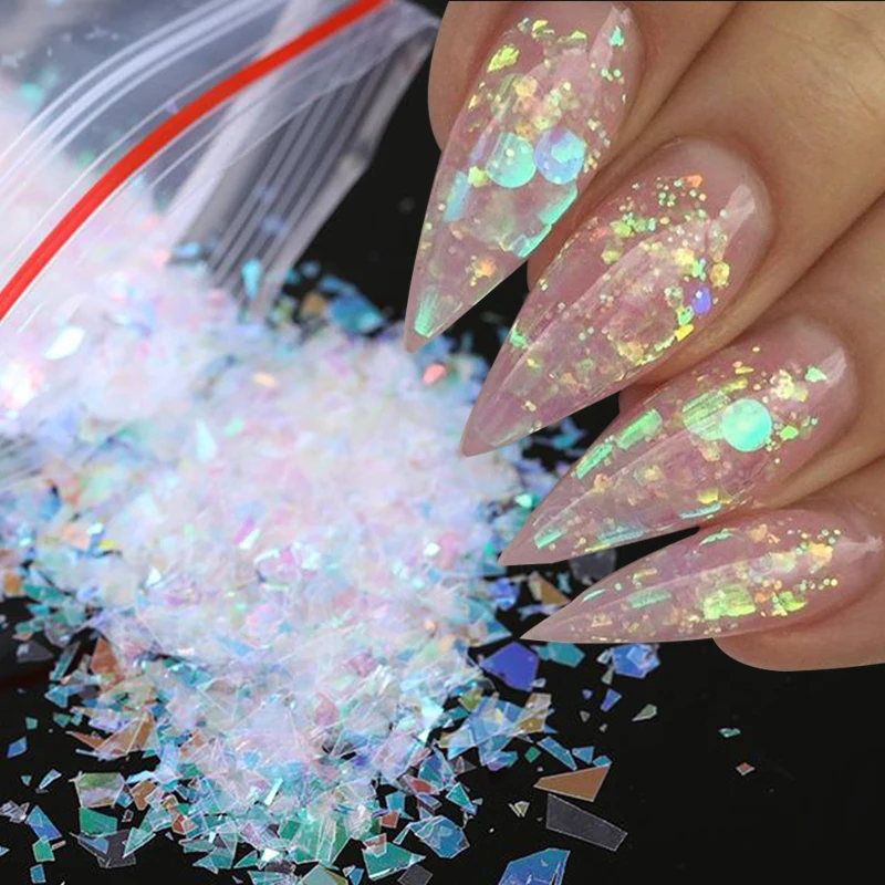 3D Iridescent Irregular Nail Art Glitter Colorful Shiny Sequins Mirror Slices Flakes For manicure Decorations Nails Accessory