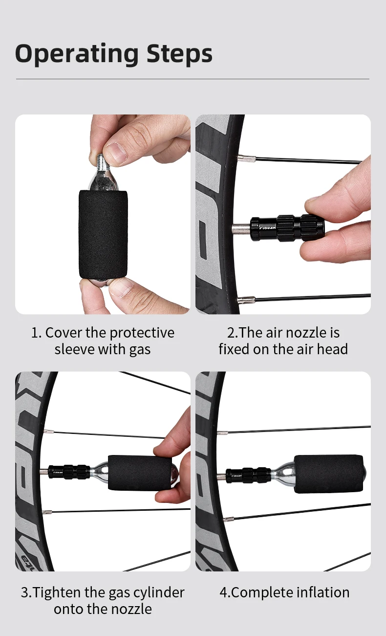 Aluminiumlegierung CO2 Fahrradreifenpumpe Mini Fahrradreifenpumpe Werkzeug CO2-Pumpenkopf für Fahrradzubehör – Detail 9