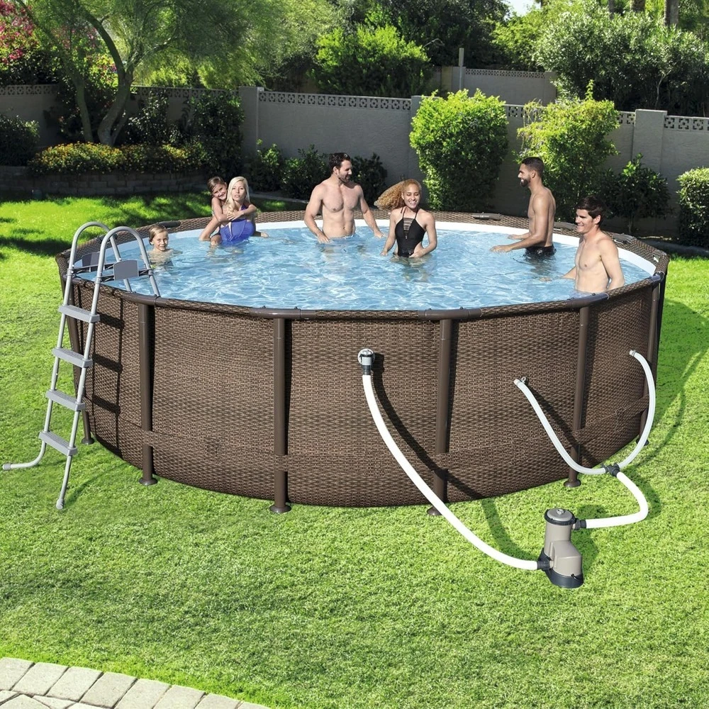 

Outdoor Backyard Swimming Pools,14’ x 42” Round Above Ground Set w/ 1,000 GPH Filter Pump, Ladder, and Pool Cover,Swimming Pool