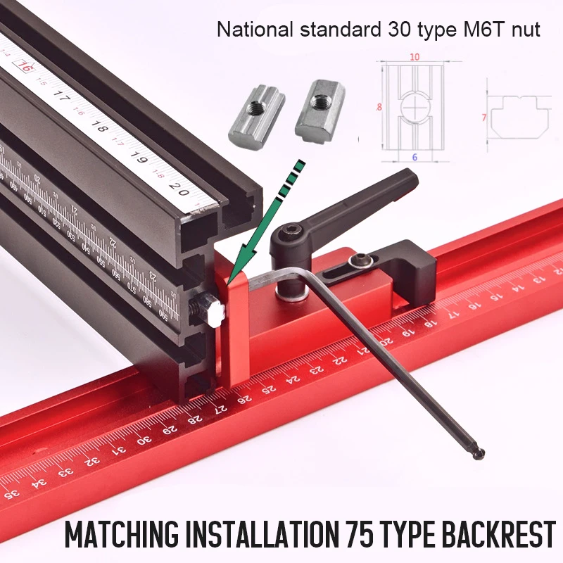 Tappo per scanalatura a T manuale Connettore per recinzione Scivolo per la lavorazione del legno per limitatore Strumenti per calibro scorrevole Binario per mitra con scanalatura a T per fermare il router