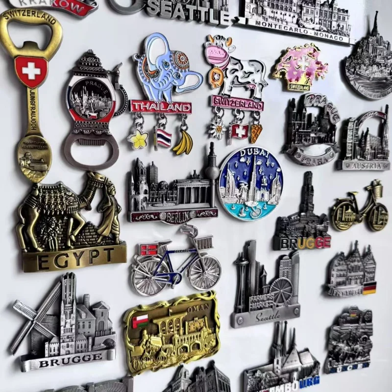 Metal Fridge Magnets Thailand Monaco Seattle Dubai Brugge Egypt Oman Austria Munchen Berlin Krakow Germany Prague Switzerland