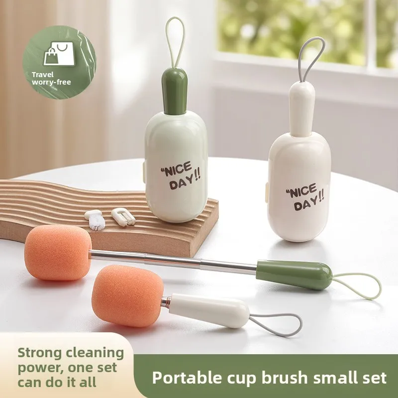 Multifunctional Telescopic Cup Brush Set Long Handle Bottle Cleaner for Baby Thermos Travel Mug Straw Cleaning Kit