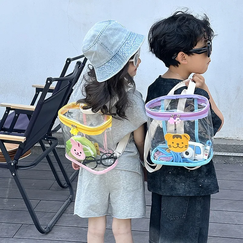 Korea ins bear rabbit mini small backpack transparent PVC plastic jelly bag men and women children kindergarten schoolbag - Image 3