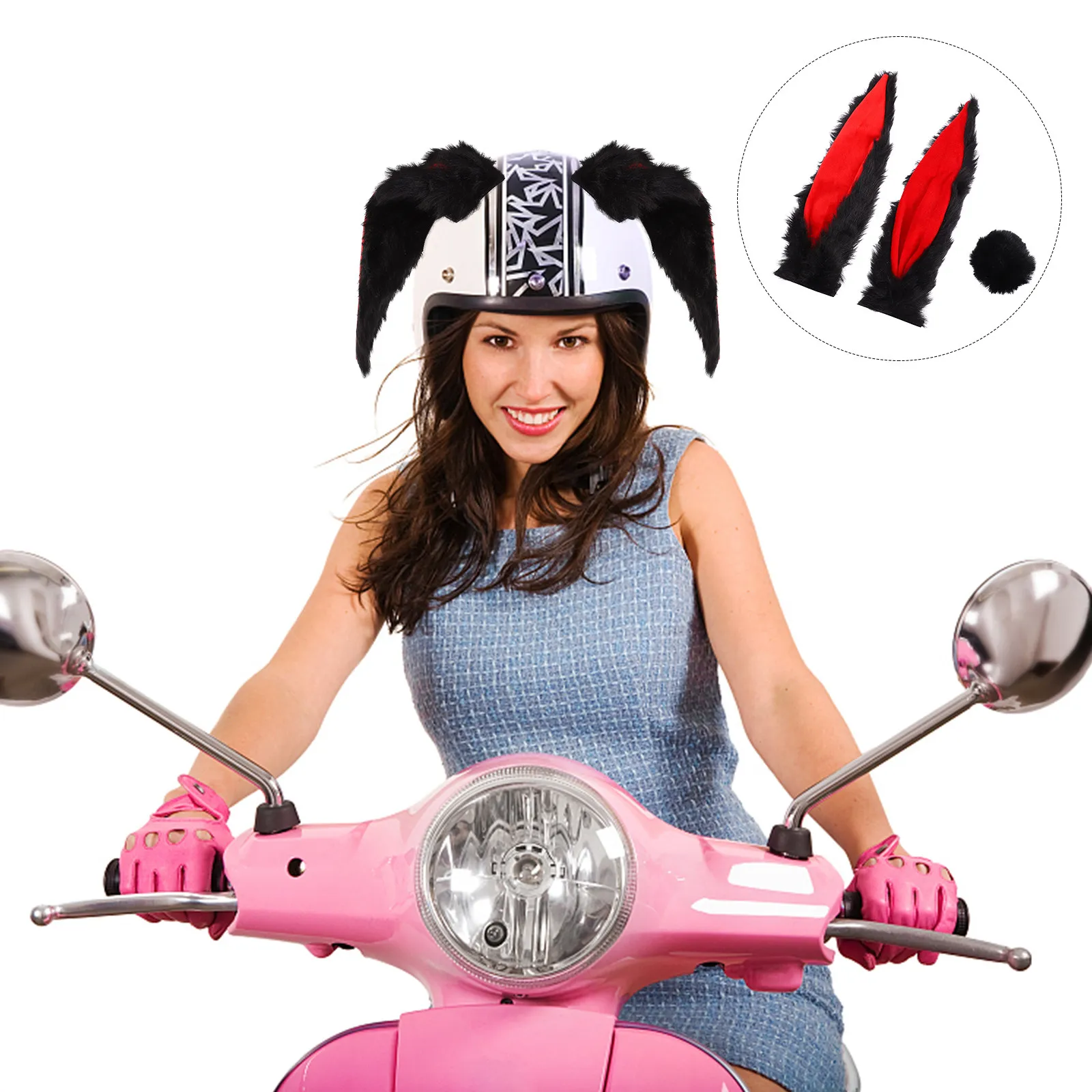 

Набор аксессуаров для мотоцикла: декоративные ушки кролика, стильные украшения для скутера, велосипеда, электромобиля