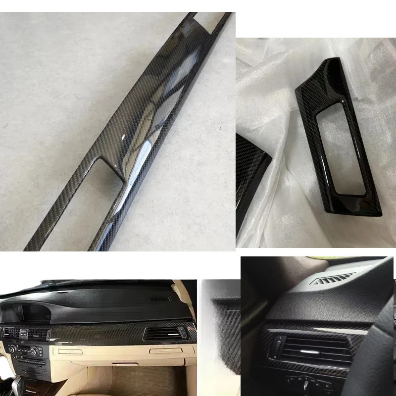 Real Carbon Fiber  Interior Center Console Dashboard Panel Strip Air Outlet Vent Replacement For BMW 3 Series E90 2005-2012 LHD