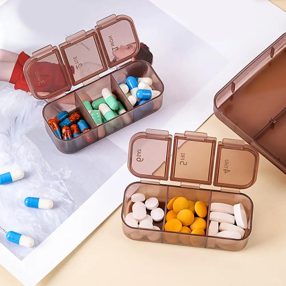 Pills Box Organizer Travel Medicine Case Independent Compartments Compact Portable Daily Pill Container Seal Proof for Tablets