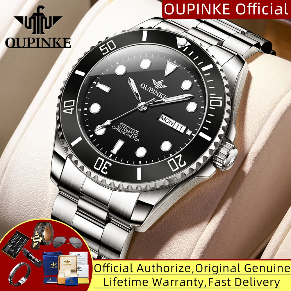 

OUPINKE 3205 дайверские часы 200 м глубокие водонепроницаемые лучшие роскошные брендовые оригинальные японские механические наручные часы с автоматическим механизмом для мужчин