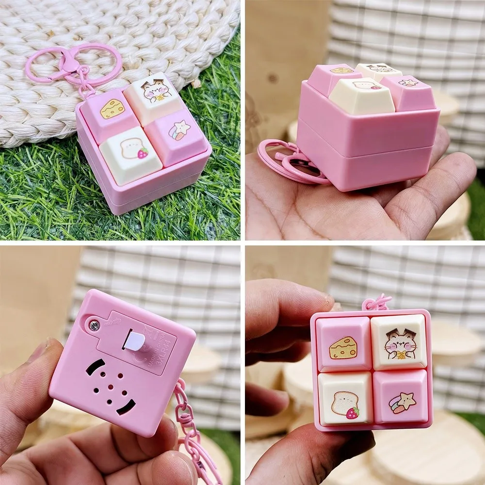 Nuevo llavero de dibujos animados Fidget, teclas con botón, llavero de música para apretar, pasa la hora, teclado DIY, juguete clicker