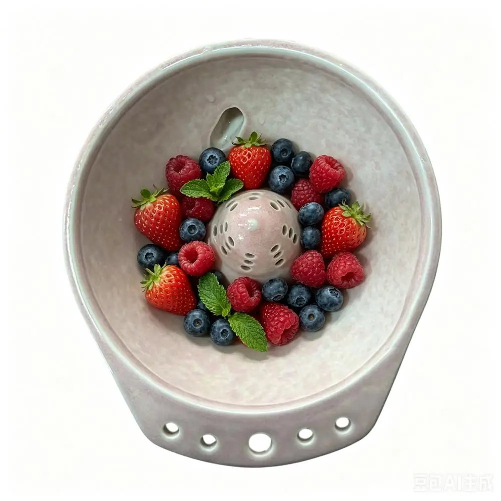 Ceramic Berry Colander Bowl Ceramic Food Preparation Basin Ceramic Berry Washing Bowl with Drainage Holes for Strawberries