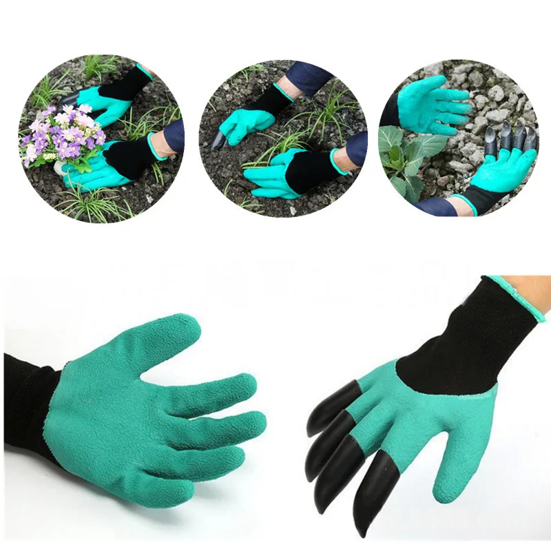 

4/8 Claw Rubber Gardening Gloves Wear Resistant Gardening Planting Digging Gloves Waterproof Insulation Home Outdoor Work Gloves